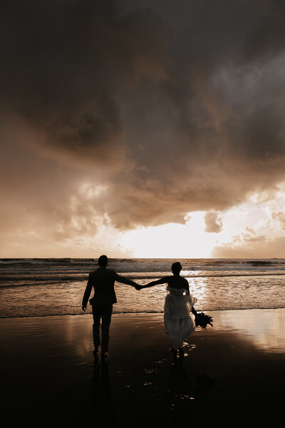 Sunset beach elopement photos
