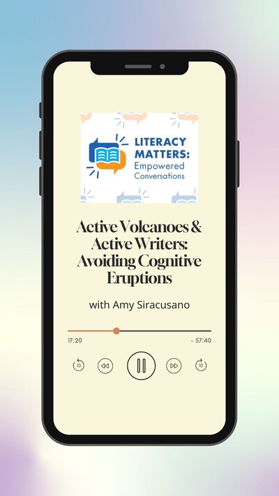 iPhone showing a podcast episode Amy Siracusano is featured on