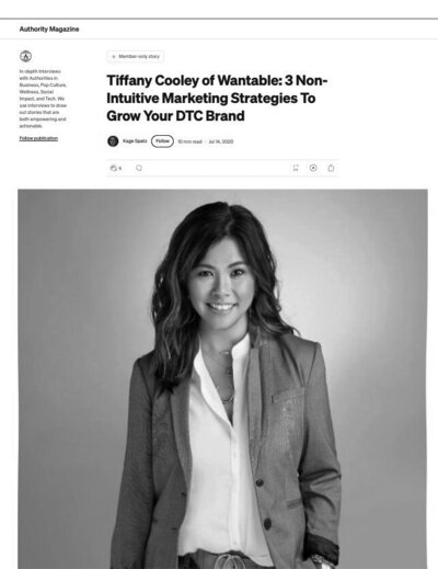 Tiffany Cooley DTC Leader in Authority Magazine