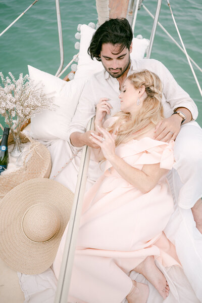 Couple on a sailboat by Miami Elopement Photographer