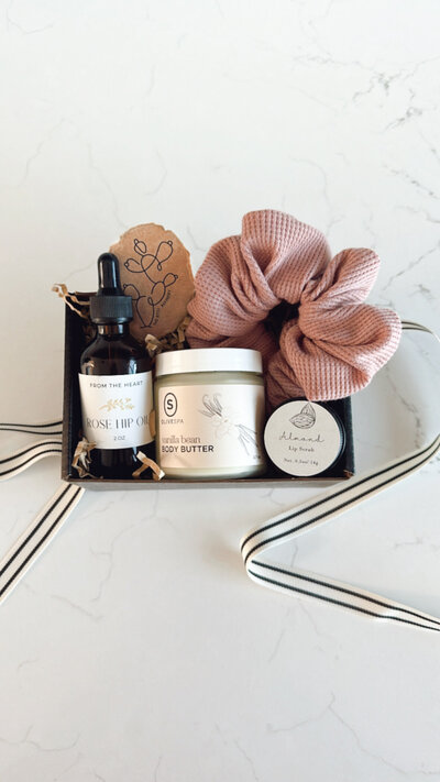 flat lay of cosmetic products