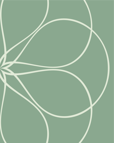 Looping light-green lines create an overlapping pattern against a mint green background panel