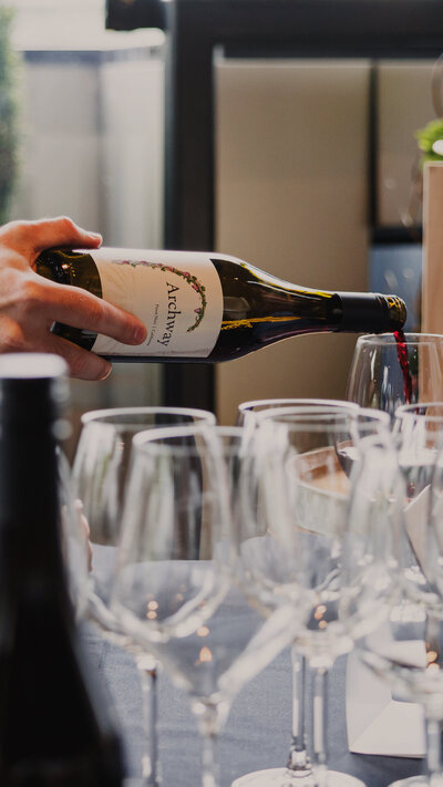 pouring red wine