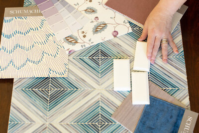 Sarah Becker Design Houston interior design aqua and blue tile selections.