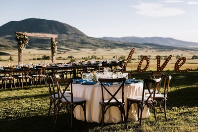 table design for La Joya Dulce wedding in Steamboat Springs