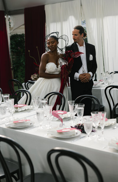 Bride and groom luxury al fresco wedding