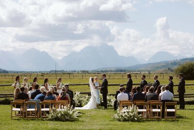 Couple looking off into the mountains in Idaho