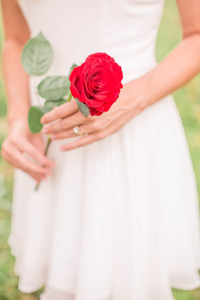 bachelorette fan holding  a rose