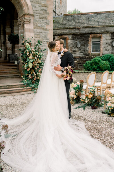 Tiffany Longeway captures the magic of a fairytale wedding at Castle Leslie in Ireland, featuring the grandeur of the castle set against a backdrop of enchanting Irish landscapes.