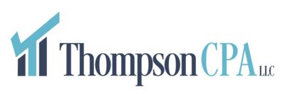 Text-based logo with words "Thompson CPA LLC" in a serif font.