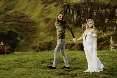  Bride reading wedding vows during intimate scotland elopement