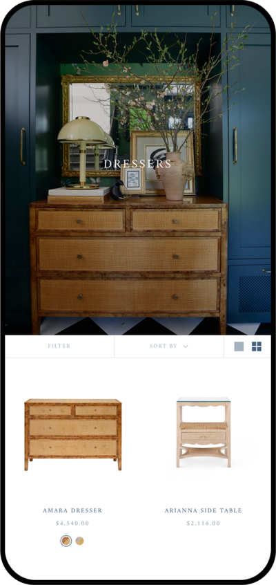 iPhone mockup of The Edit By Prudence Bailey Dresser Collection.