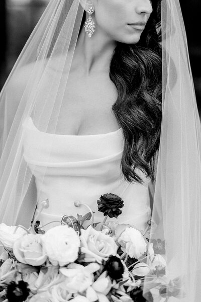 Veiled in Vogue: Iconic Black and White Film Photography by Luxe California Wedding Photographer