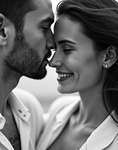 Couple hugging on beach
