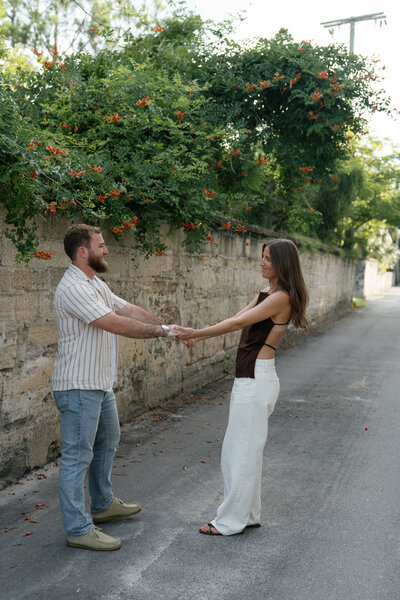 engagement photography florida
with couple holding hands, taken by Shelby Ann Photos