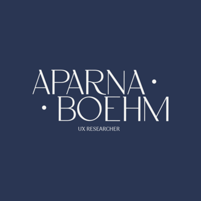 Logo for Aparna Boehm on a blue bakcground