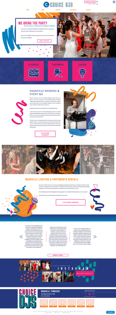 Home screen capture of wedding DJ new website