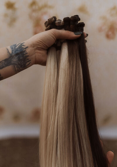 Bead blonde hair extensions