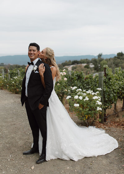 bride groom in vineyard