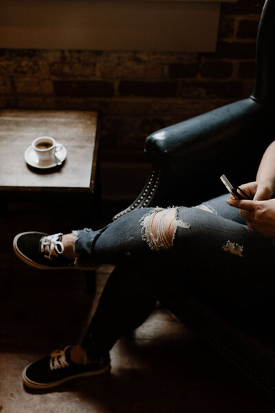 woman sitting with coffee