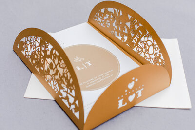 Wedding gold invitation product photographer Atlanta branf photographer Laure photography