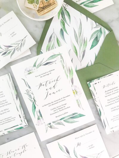 Wildflower Greenery wedding invite