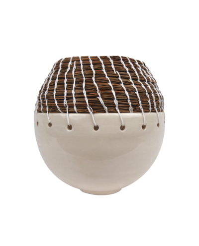 vase rond vannerie et ceramique artisanale française