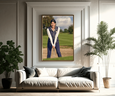 daughter senior golf session hanging on living room wall