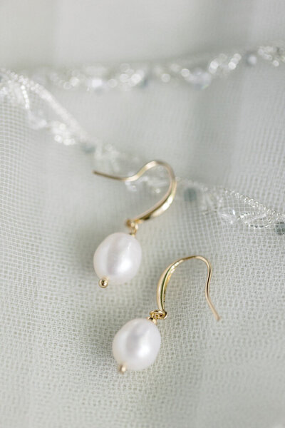 Luxury Wedding Photographer Atlanta | White Pearls Bridal Earrings