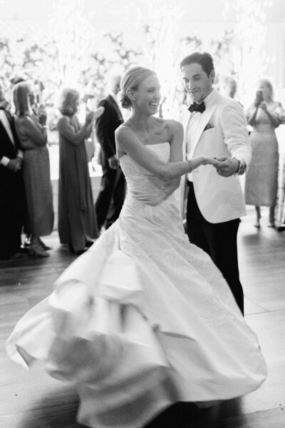 Bride and Groom dancing at wedding at C+M Shores Acres Country Club