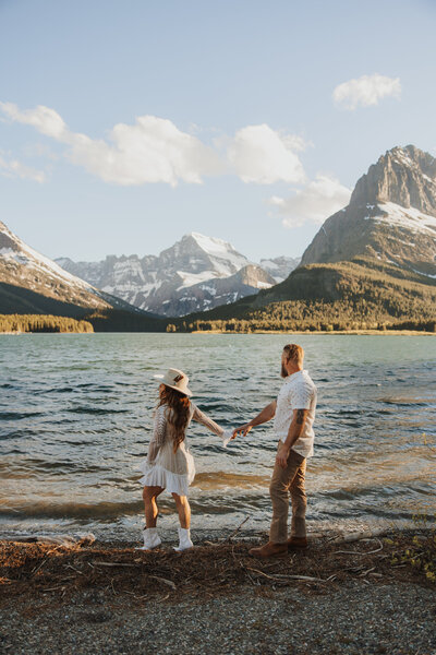 couple in front of mountains