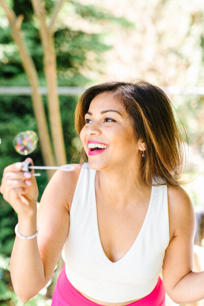 Woman smiling at camera