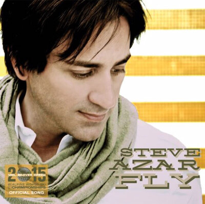 Steve Azar Album Cover Title Fly closeup looking down past shoulder against yellow and white striped backdrop