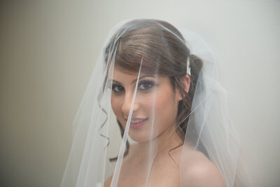 Bridal portrait  through veil