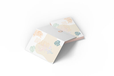Mockup of branded thank you cards for a makeup artist business