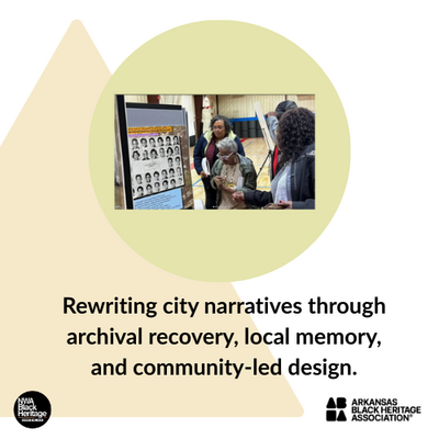 A woman holds a historic class photo during a public event—symbolizing the rewriting of Fayetteville’s official narrative with local voices and lived experience