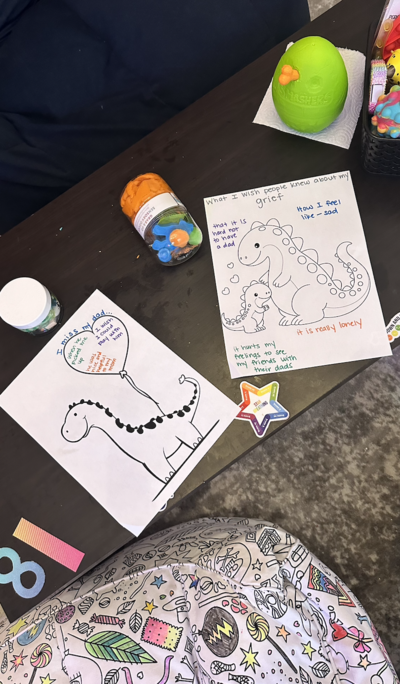 Activity pages on a desk