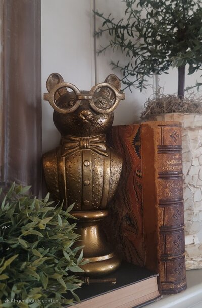 Louie decorative mouse bust with bowtie rustic farmhouse accent