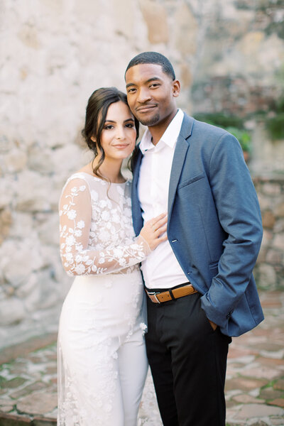 destination wedding bride and groom in Tuscan villa