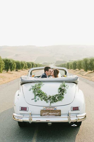 Beaulieu Vineyard Wedding with classic car - San Francisco Wedding Photographers