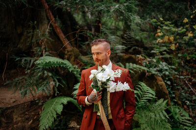 Groom during wedding golden hour portrait session at  Idaho wedding - photographed by The Storytellers