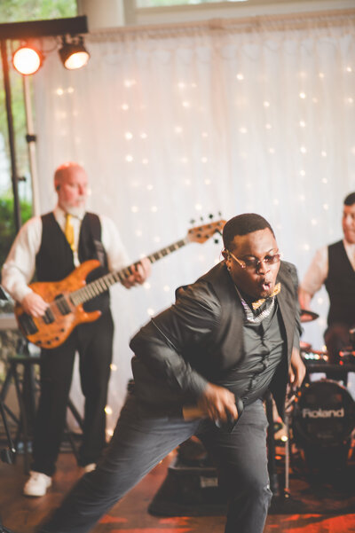 a band performing