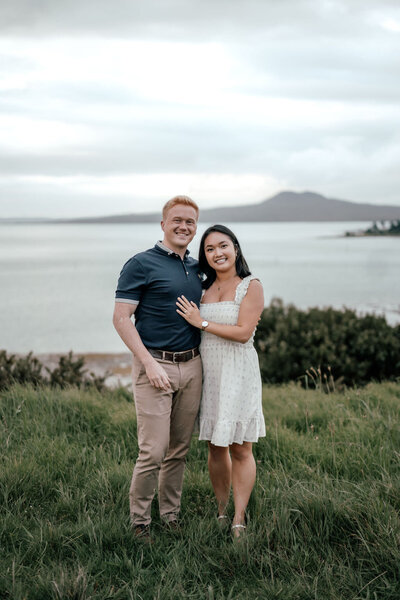 Engagement photoshoot of Teddy and Annie at Musick Point, Auckland, captured by Zanthe Vorsatz Photography.
