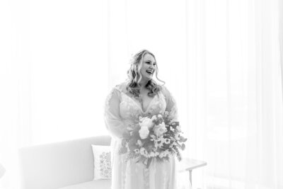 Bride smiling in wedding dress