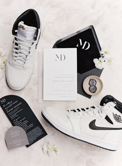 Black and White Wedding Stationery For Dansby Swanson and Mallory Pugh