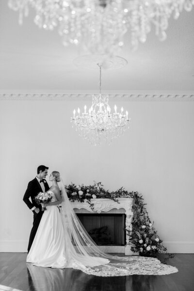 Bride and groom completely in love laughing with each other