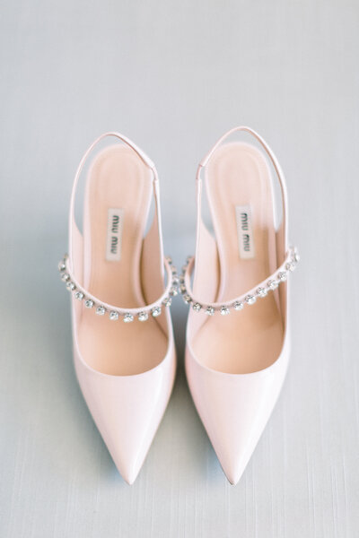 blush Miu Miu shoes on the wedding day