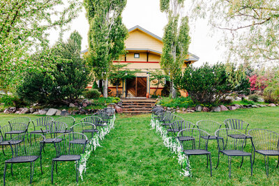 Outdoor wedding ceremony at Ten Spoon Winery in Missoula, MT