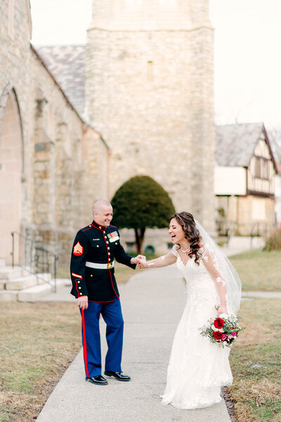 groom in military uniform at New York wedding