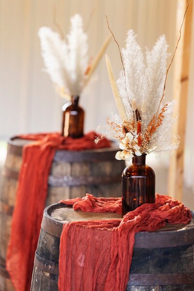 boho western wedding table decor wine barrels the rosewood venue